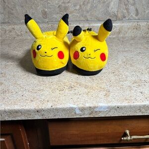 Yellow Pikachu Plush Slippers for Kids